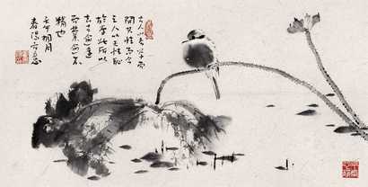 霍春阳  花鸟 镜心